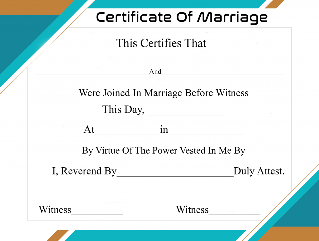 Free Printable Certificate Of Marriage Template Throughout Blank Marriage Certificate Template