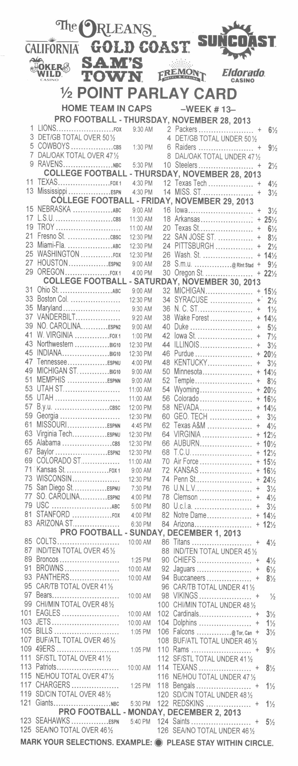 Free Printable Football Parlay Cards That Are Gratifying In Football Betting Card Template