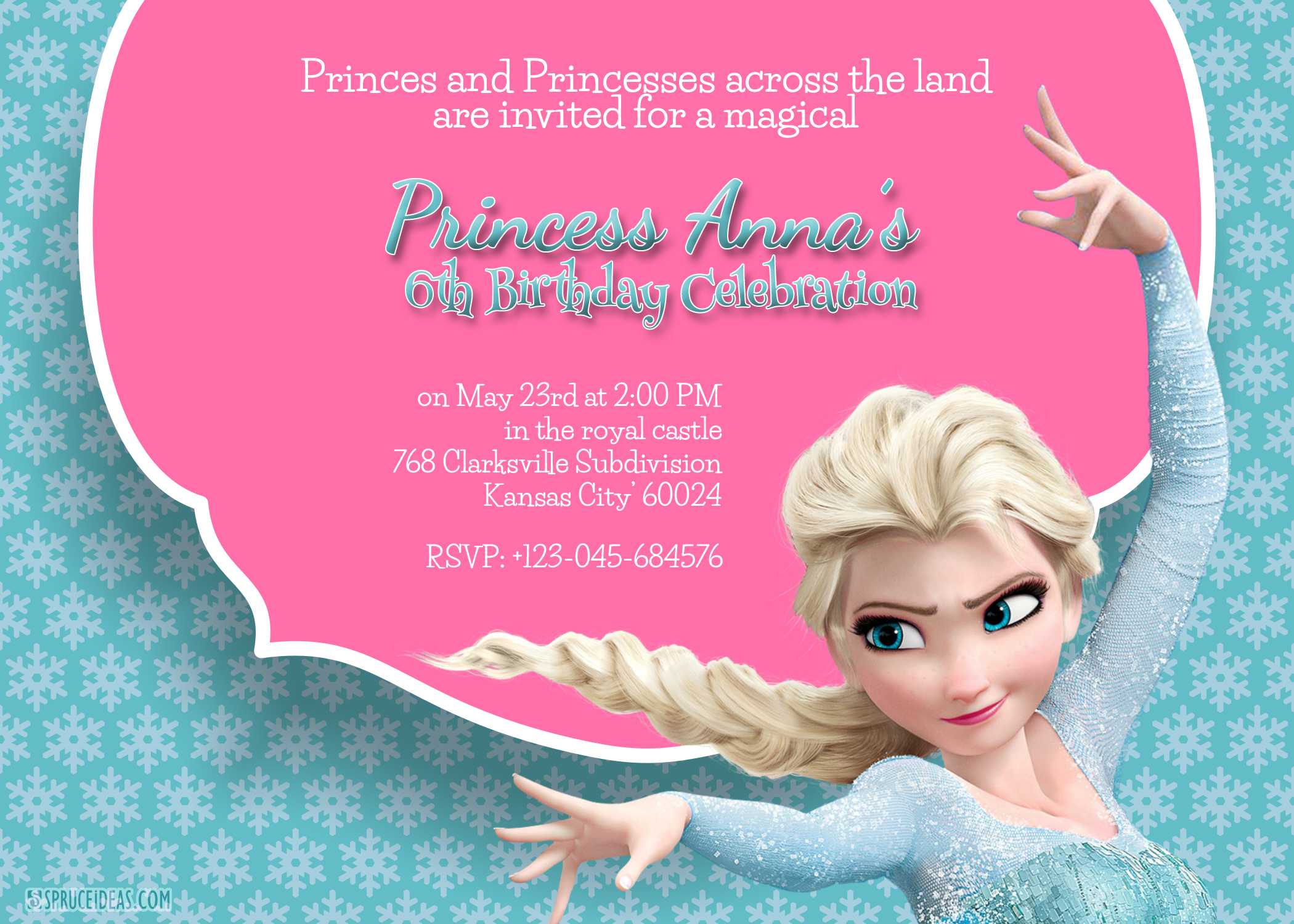 Free Printable Frozen Elsa Birthday Party Invitation Template Intended For Frozen Birthday Card Template