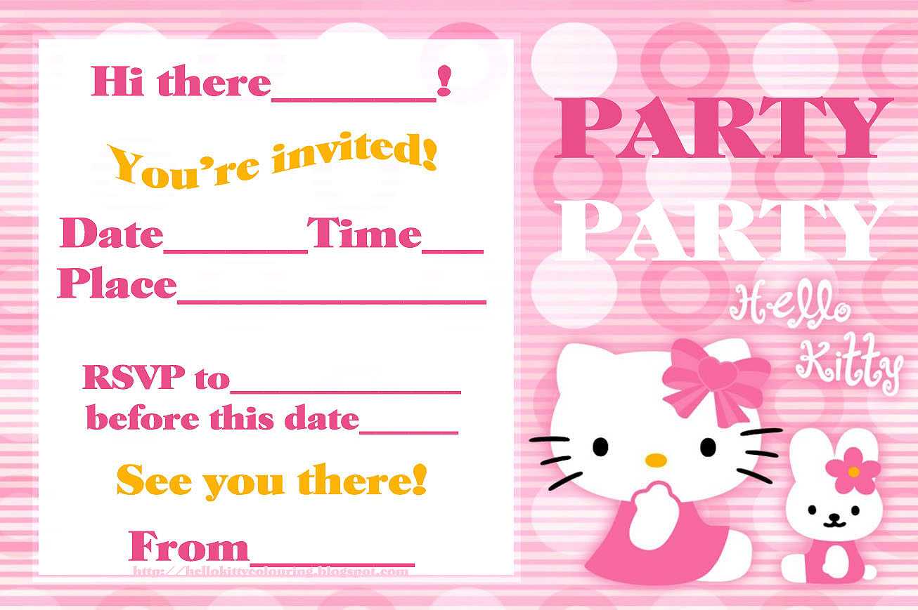 Free Printable Hello Kitty Birthday Invitation Wording In Hello Kitty Birthday Card Template Free
