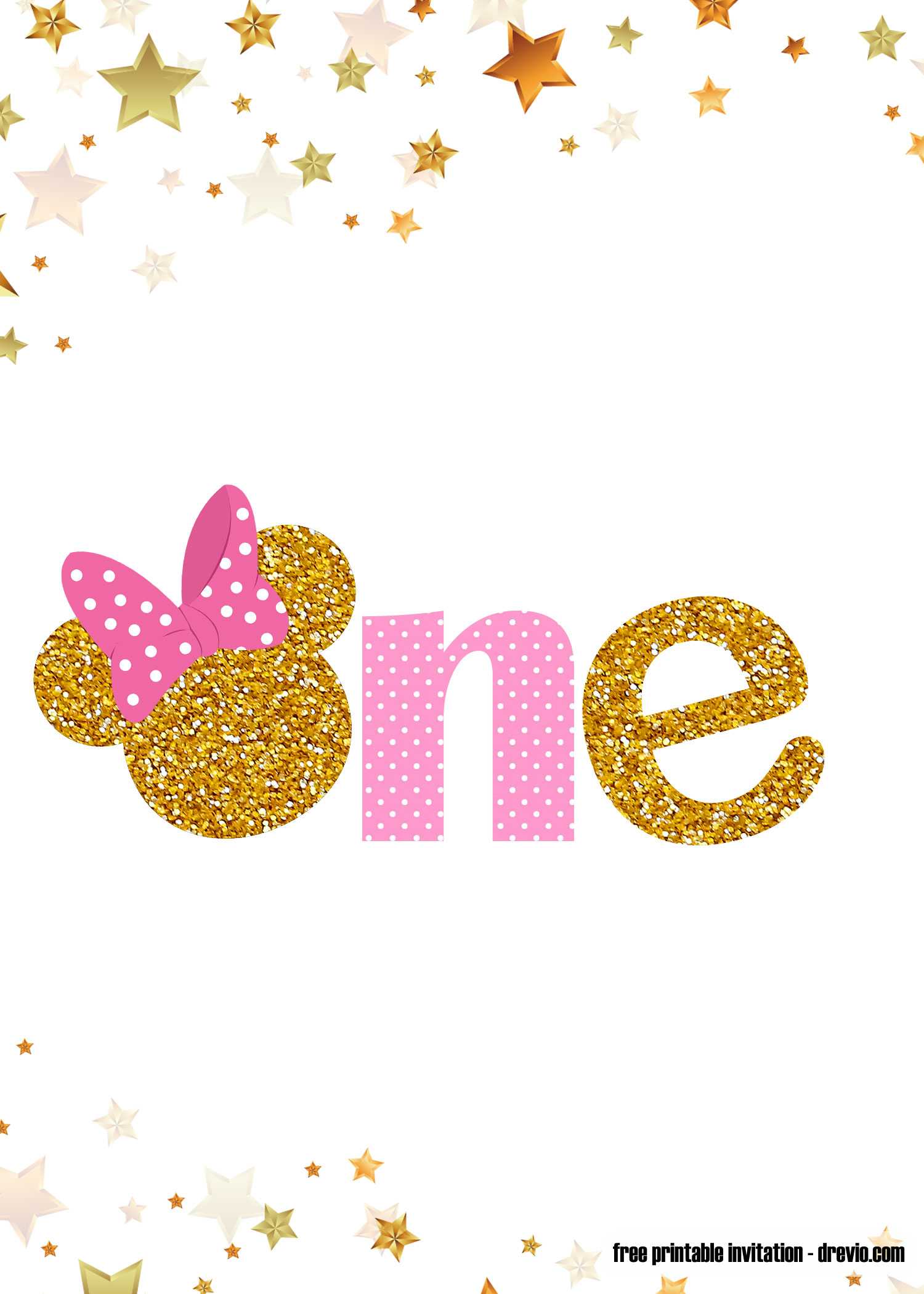 Free Printable Pink And Gold Minnie Mouse 1St Birthday Regarding Minnie Mouse Card Templates