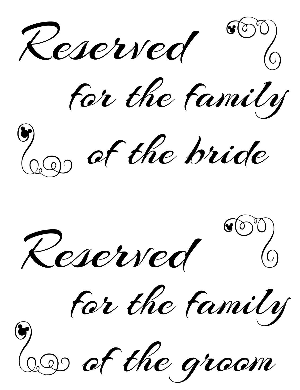 Free Printable Reserved Seating Signs For Your Wedding Ceremony With Regard To Reserved Cards For Tables Templates