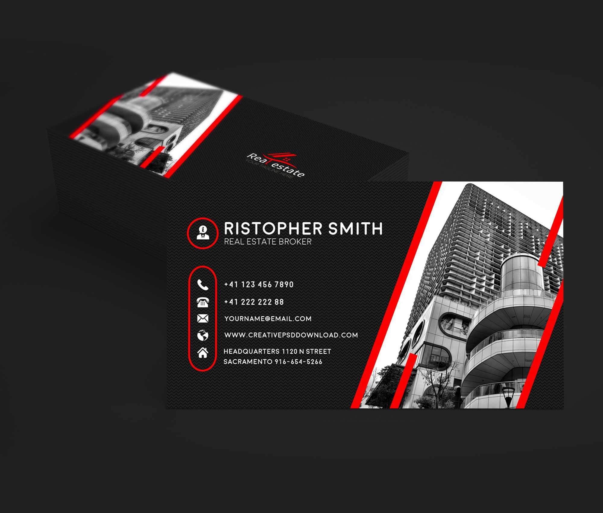 Free Real Estate Business Card Psd Template For Real Estate Business Cards Templates Free