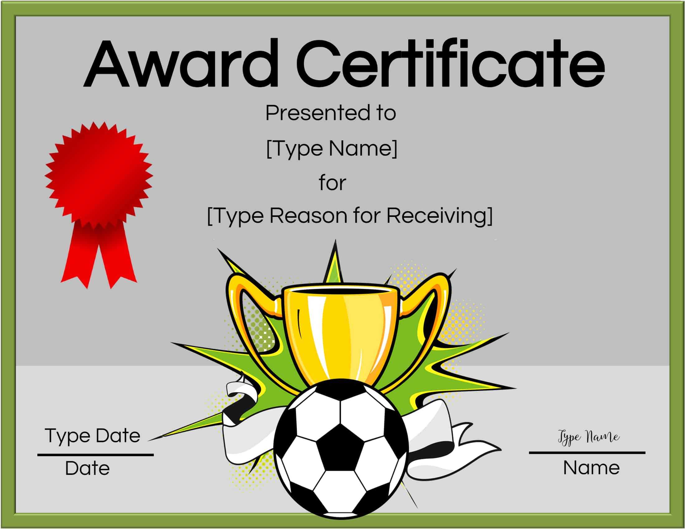 Free Soccer Certificate Maker | Edit Online And Print At Home Intended For Soccer Certificate Template