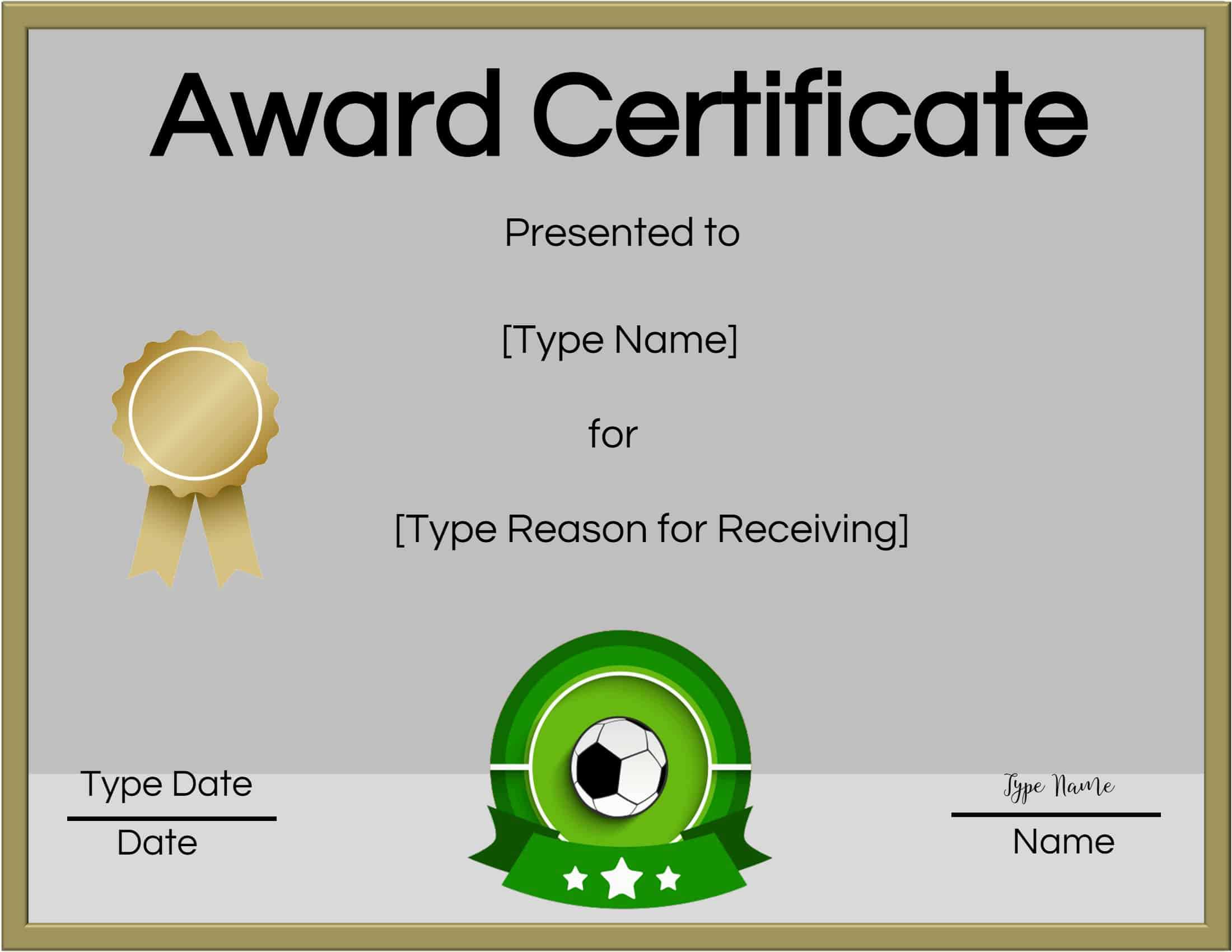 Free Soccer Certificate Maker | Edit Online And Print At Home Pertaining To Soccer Award Certificate Template