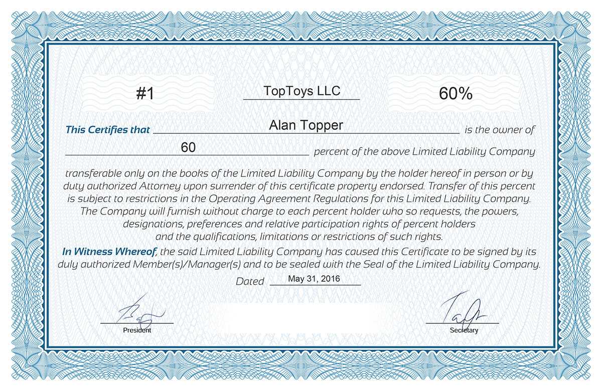Free Stock Certificate Online Generator In Certificate Of Ownership Template