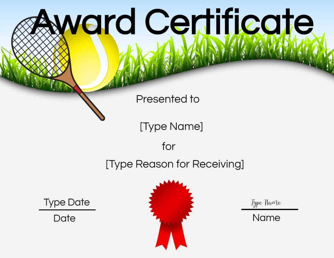 Tennis Certificate Template Free Business Professional Templates