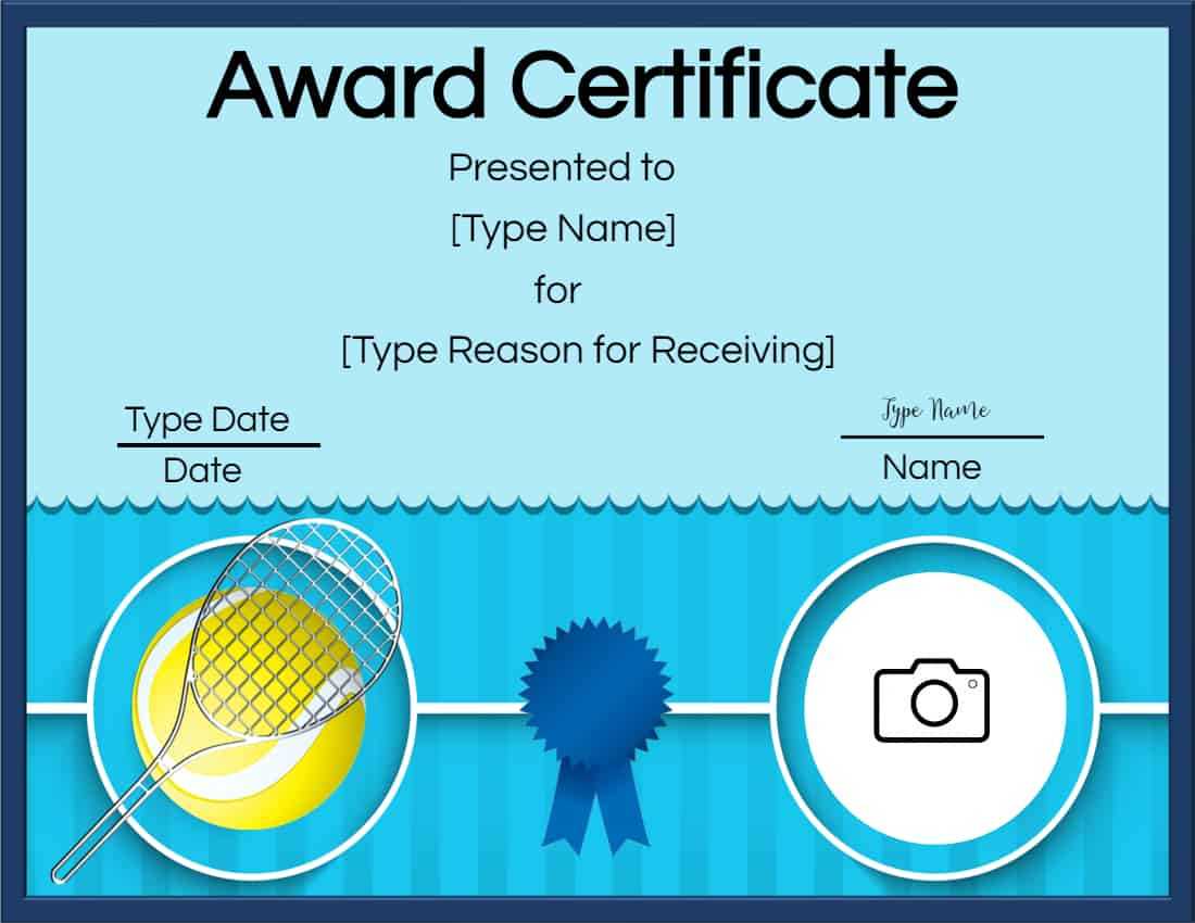 Free Tennis Certificates | Edit Online And Print At Home Inside Free Printable Certificate Templates For Kids