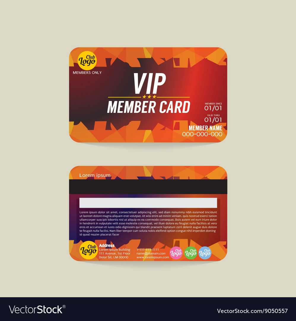 Front And Back Vip Member Card Template Intended For Membership Card Template Free
