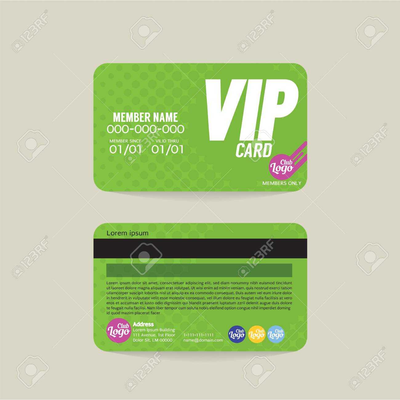 Front And Back Vip Member Card Template Vector Illustration Intended For Membership Card Template Free