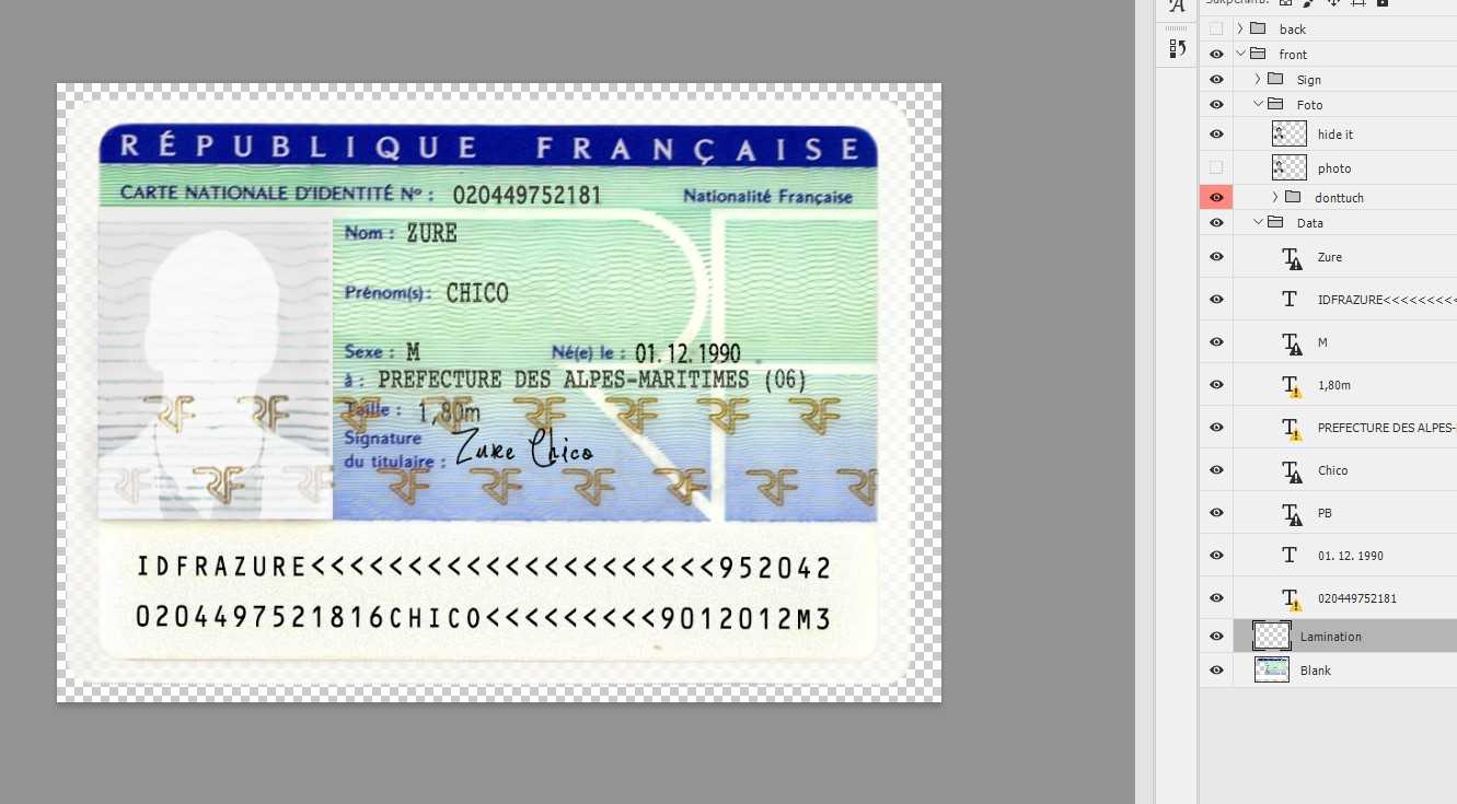 Full Identity Card France [Fra] | Link For Free Download Psd Throughout French Id Card Template