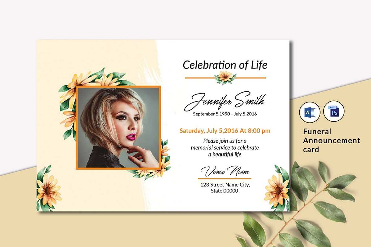 Funeral Announcement Invitation Card Template With Funeral Invitation Card Template