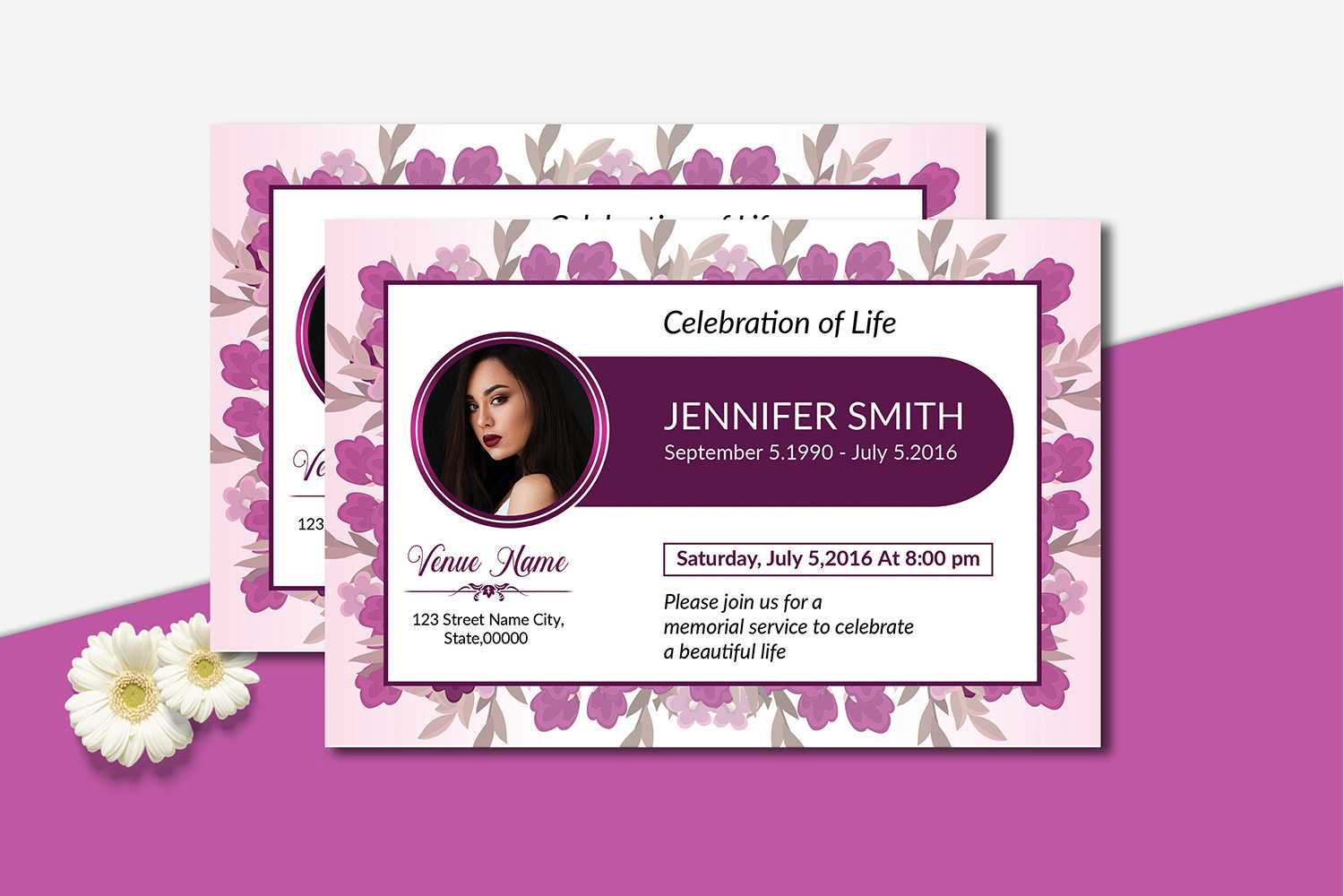 Funeral Announcement Invitation Card Template With Regard To Funeral Invitation Card Template