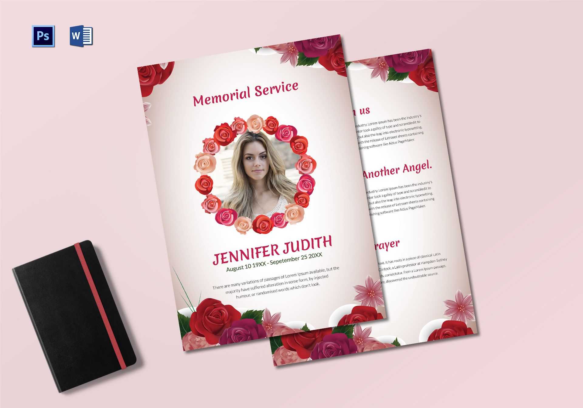 Funeral Memorial Service Program Template For Memorial Card Template Word