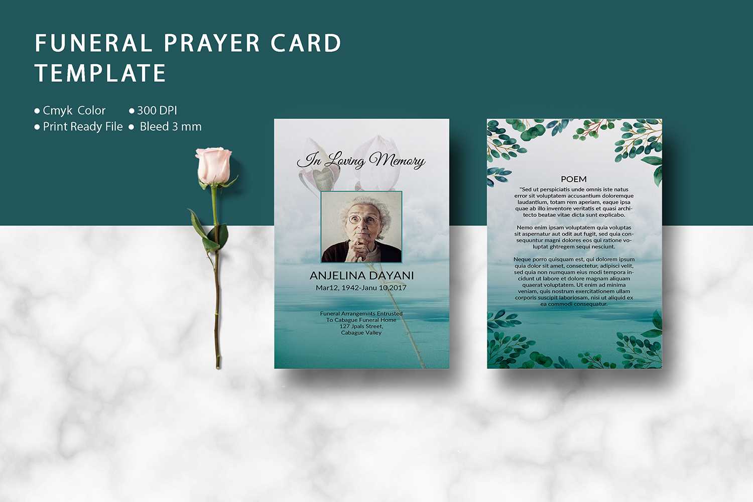 Funeral Prayer Card Template, Ms Word & Photoshop Template With Prayer Card Template For Word