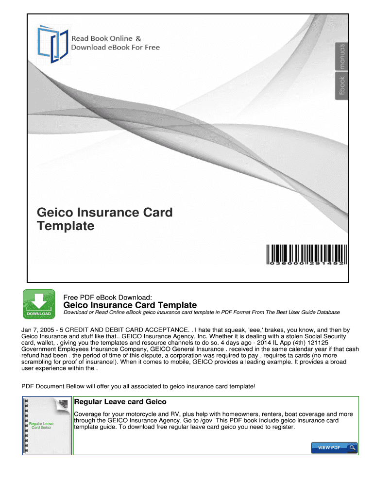 Geico Insurance Card Template Pdf - Fill Online, Printable With Regard To Car Insurance Card Template Free