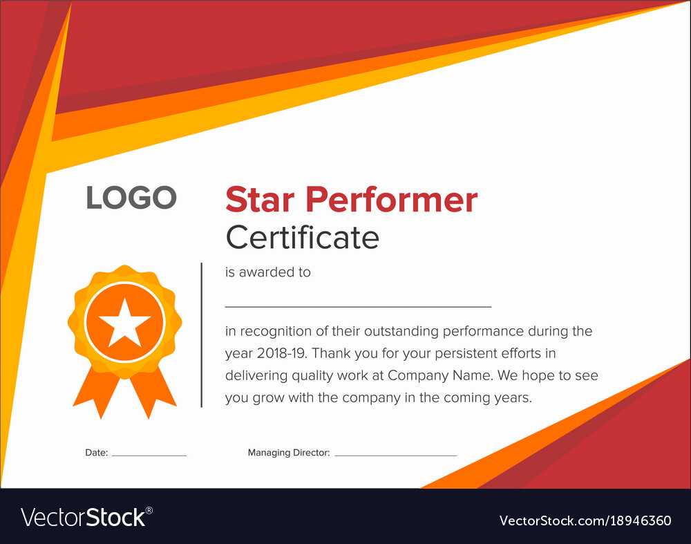 Geometric Red And Gold Star Performer Certificate Throughout Star Performer Certificate Templates