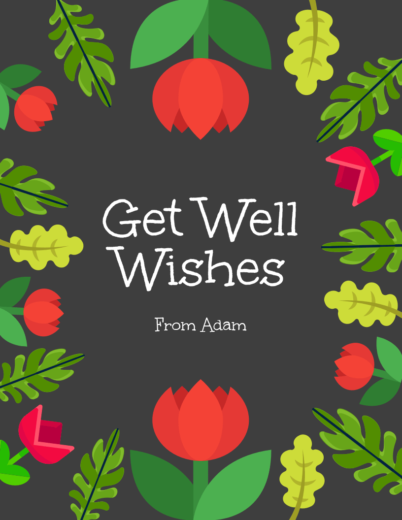 Get Well Wishes Card With Get Well Card Template