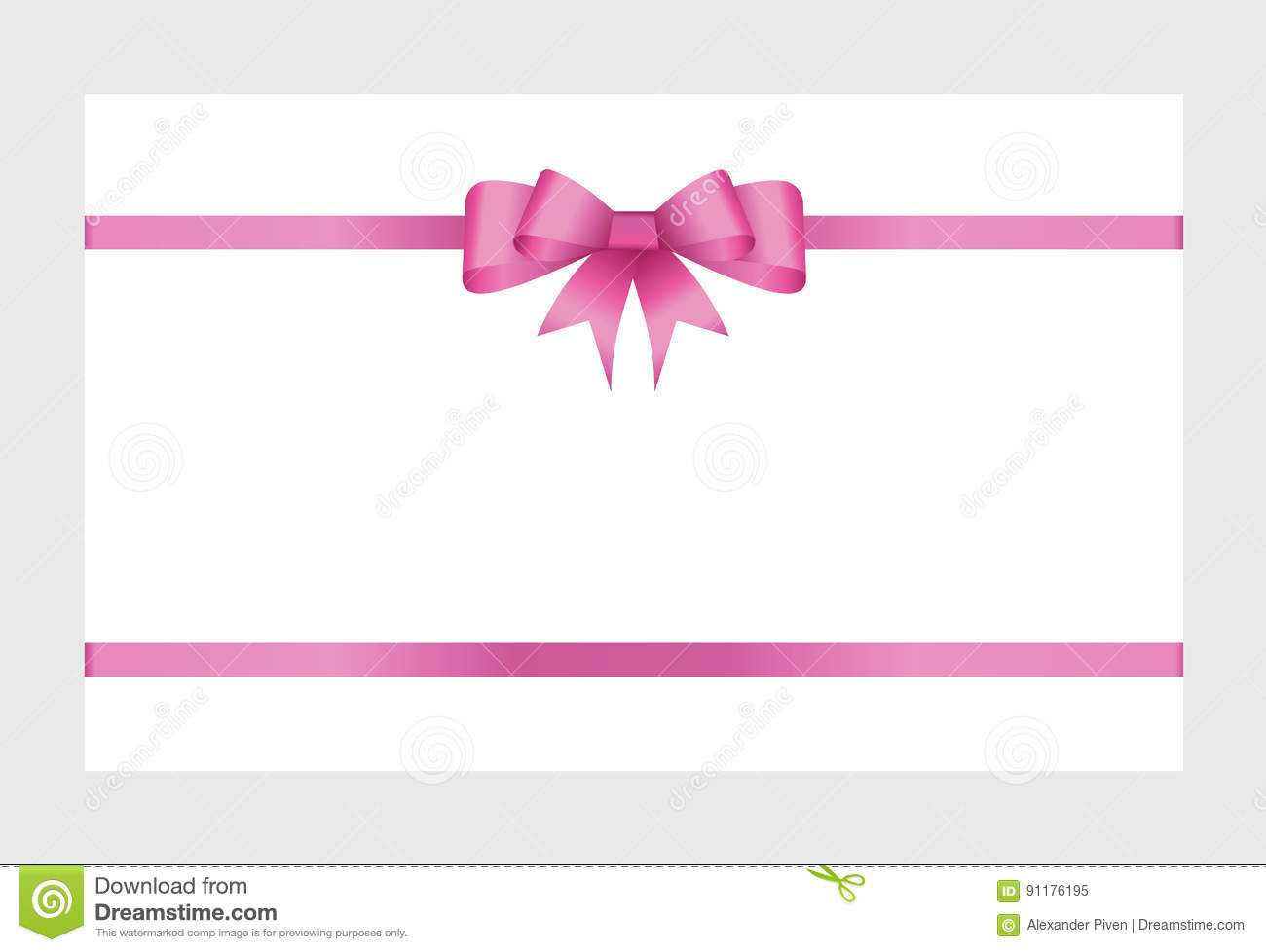 Gift Card With Pink Ribbon And A Bow Stock Vector For Pink Gift Certificate Template