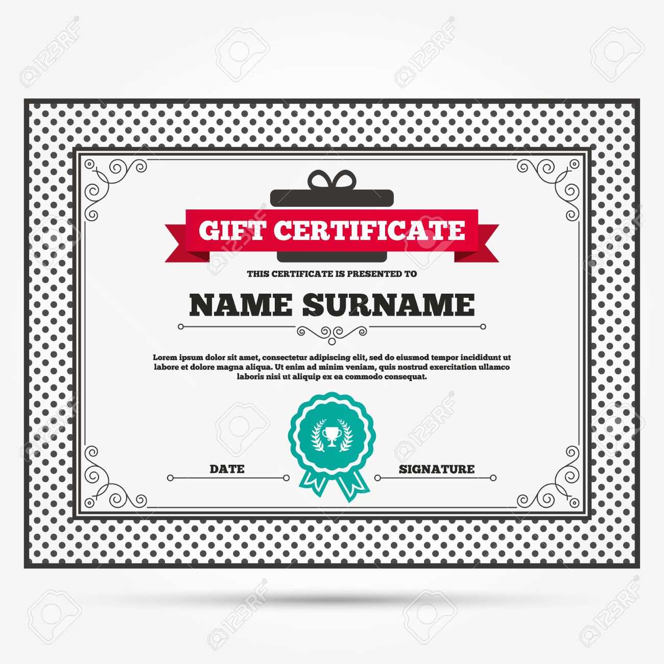 Gift Certificate. First Place Cup Award Sign Icon. Prize For.. Within First Place Certificate Template