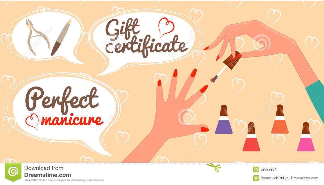 Gift Certificate Perfect Manicure Nail Salon Stock Vector Within Nail Gift Certificate Template Free