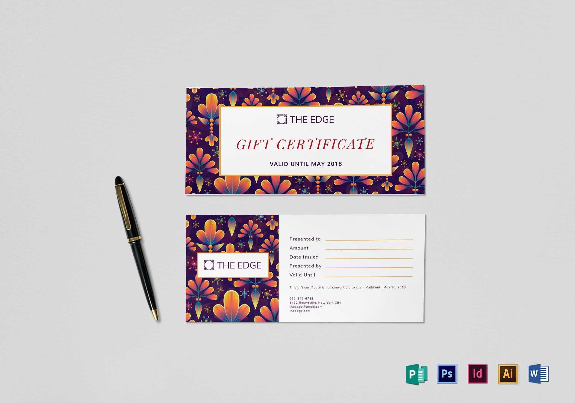 Gift Certificate Template For Gift Certificate Template Indesign