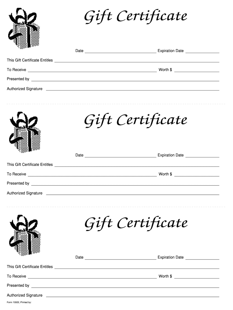 Gift Certificate Templates Printable – Fill Online Pertaining To Present Certificate Templates