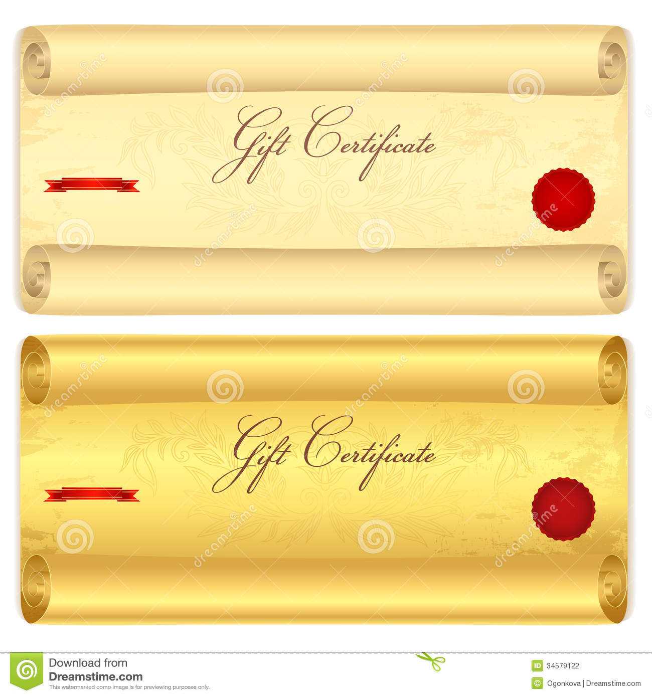 Gift Certificate, Voucher Template. Old Scroll, Pa Stock Within Scroll Certificate Templates