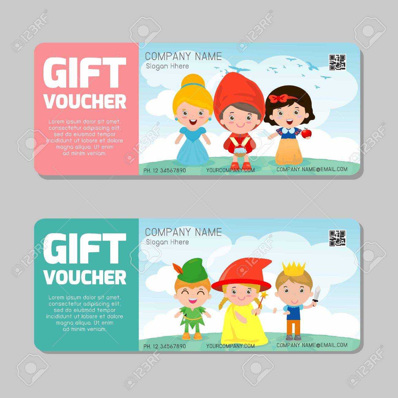 Gift Voucher Template And Modern Pattern. Child Concept. Voucher.. Inside Kids Gift Certificate Template