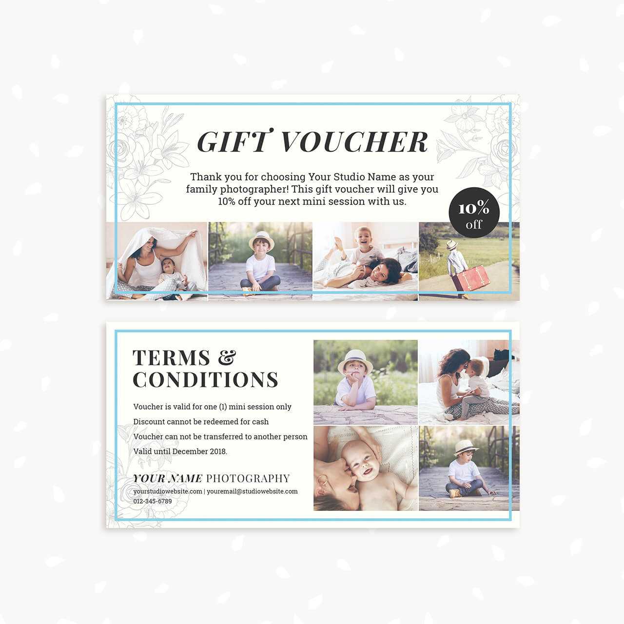 Gift Voucher Template "classic Floral" – Strawberry Kit Pertaining To Gift Certificate Template Photoshop