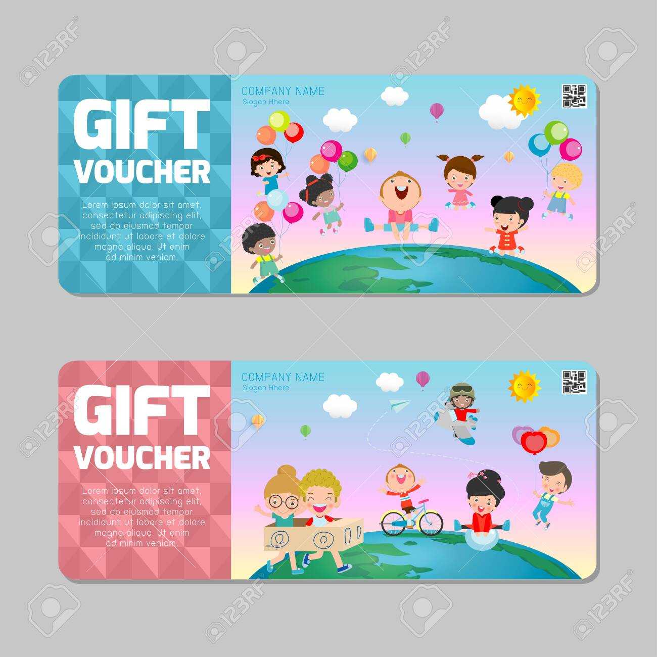 Gift Voucher Template With Colorful Pattern,cute Gift Voucher.. Pertaining To Kids Gift Certificate Template