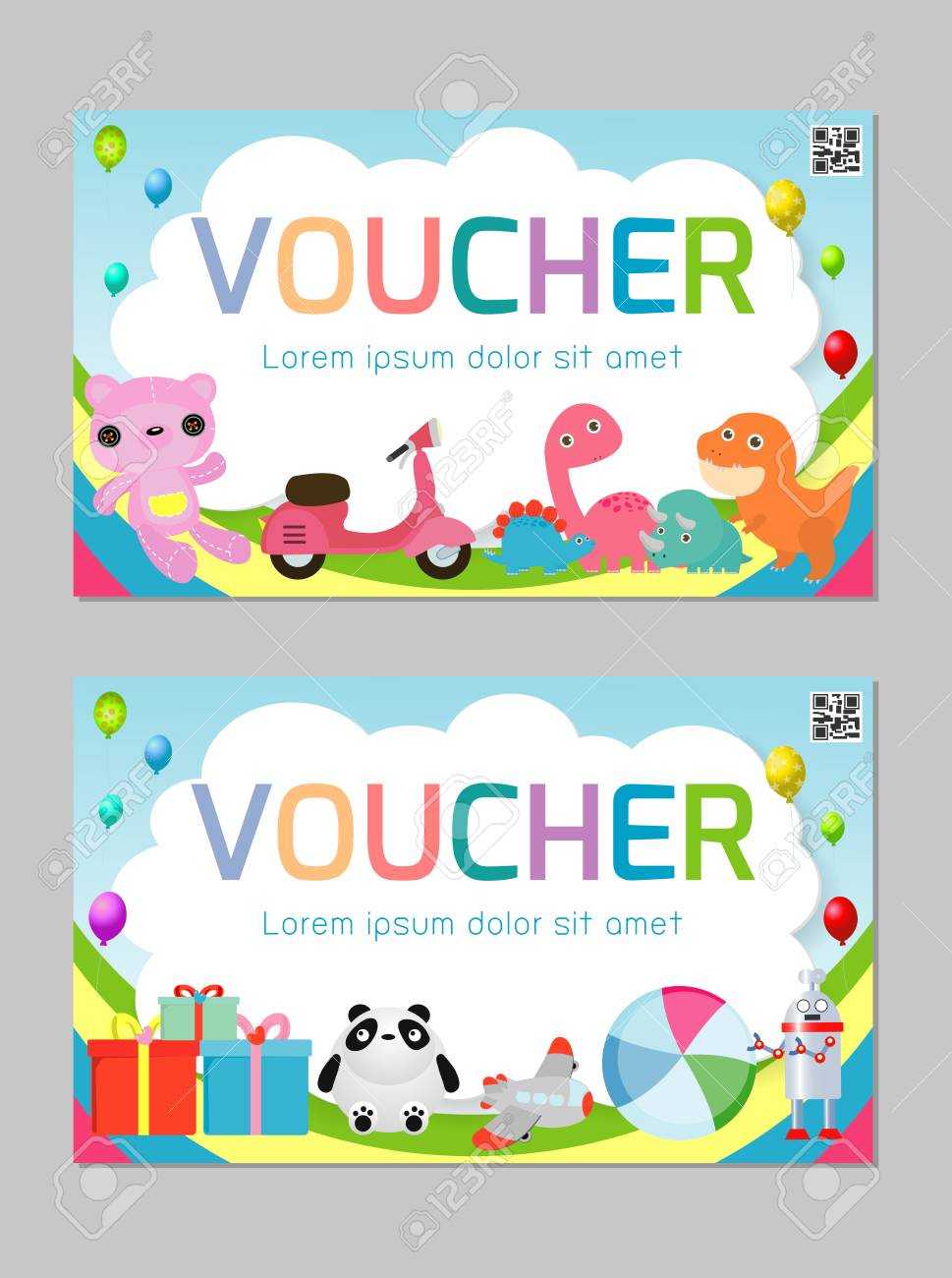Gift Voucher Template With Colorful Pattern,cute Gift Voucher.. With Kids Gift Certificate Template