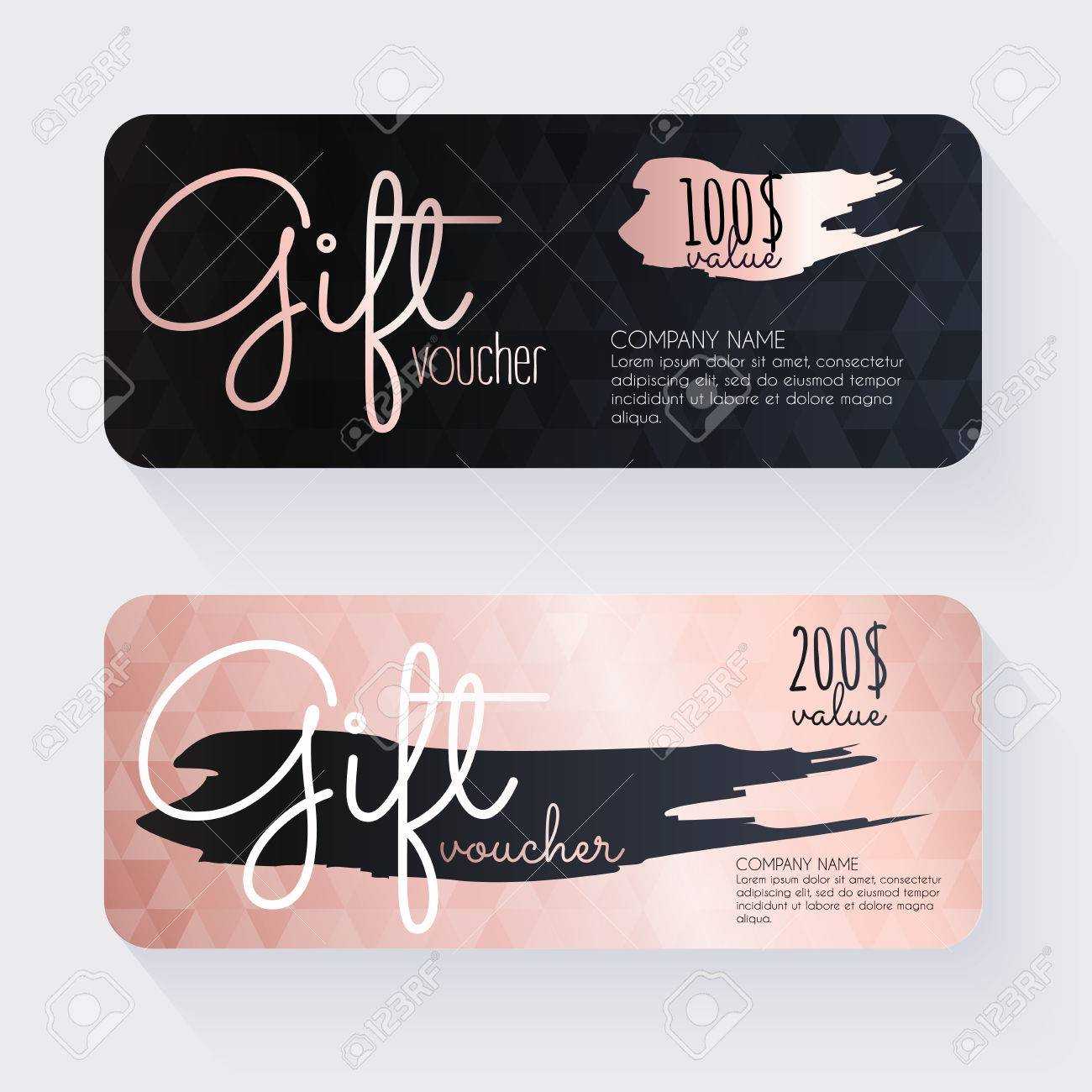Gift Voucher Template With Rose Gold Gift Background, Gift Certificate In Nail Gift Certificate Template Free