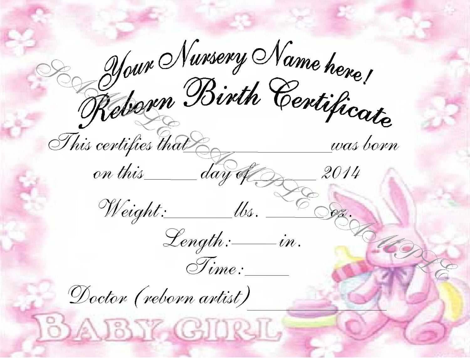 Girl Birth Certificate Template - Calep.midnightpig.co Regarding Baby Doll Birth Certificate Template