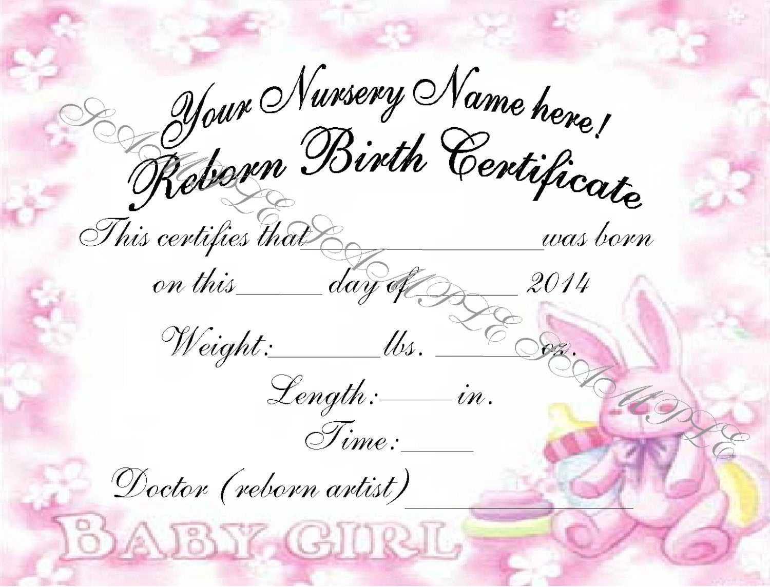 Girl Birth Certificate Template – Calep.midnightpig.co Regarding Baby Doll Birth Certificate Template