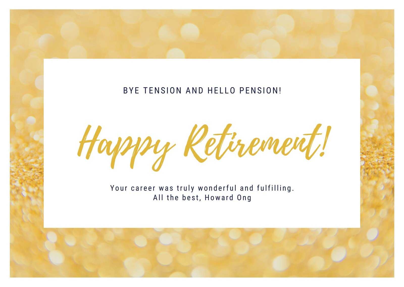 Gold And White Retirement Card – Templatescanva In Retirement Card Template