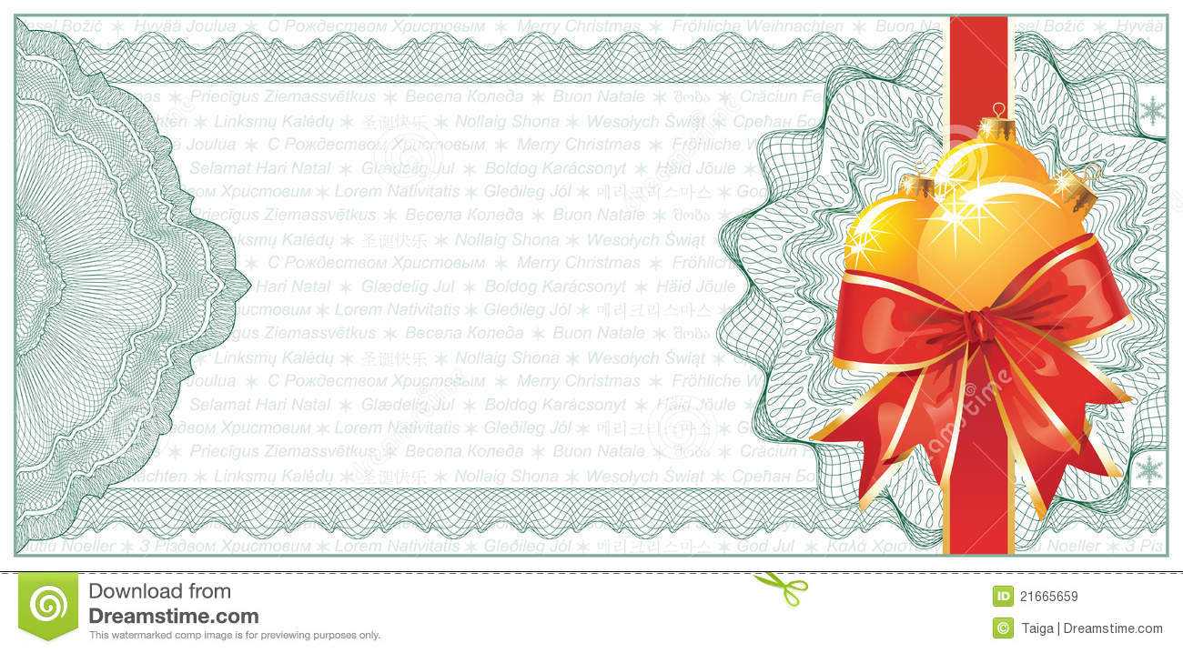 Golden Christmas Gift Certificate Or Discount Stock Vector Throughout Christmas Gift Certificate Template Free Download