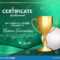 Golf Certificate Diploma With Golden Cup Vector. Sport Award Within Golf Gift Certificate Template