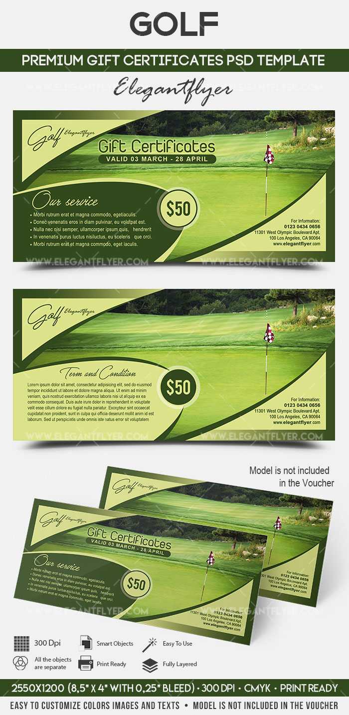 Golf – Premium Gift Certificate Psd Template With Regard To Golf Gift Certificate Template