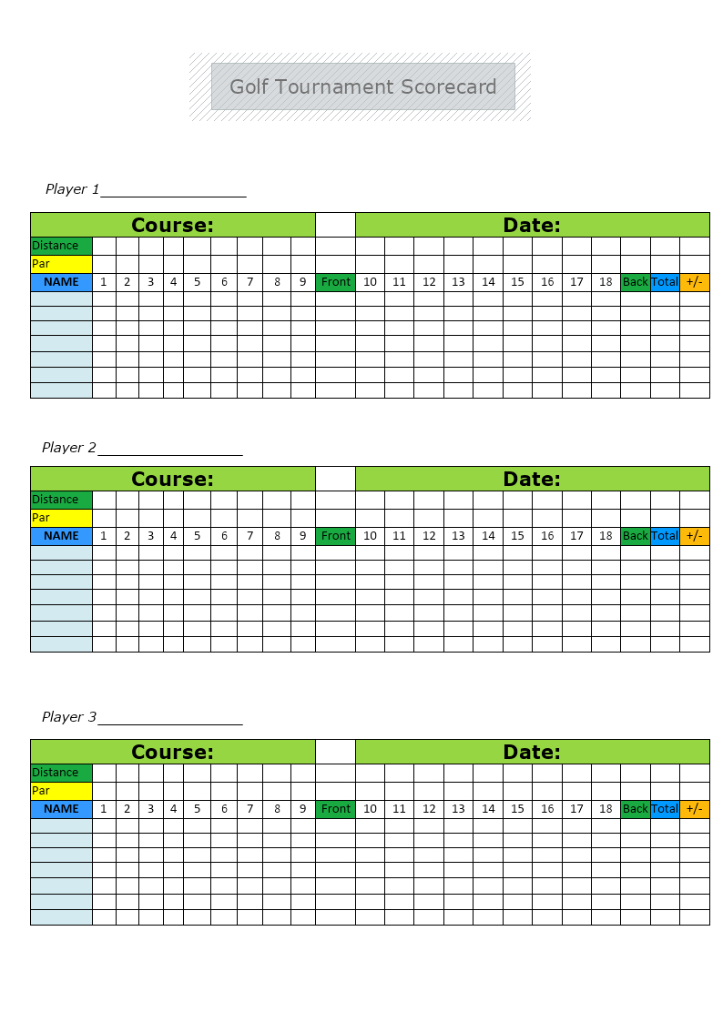 Golf Tournament Scorecard Template | Mydraw Pertaining To Golf Score Cards Template