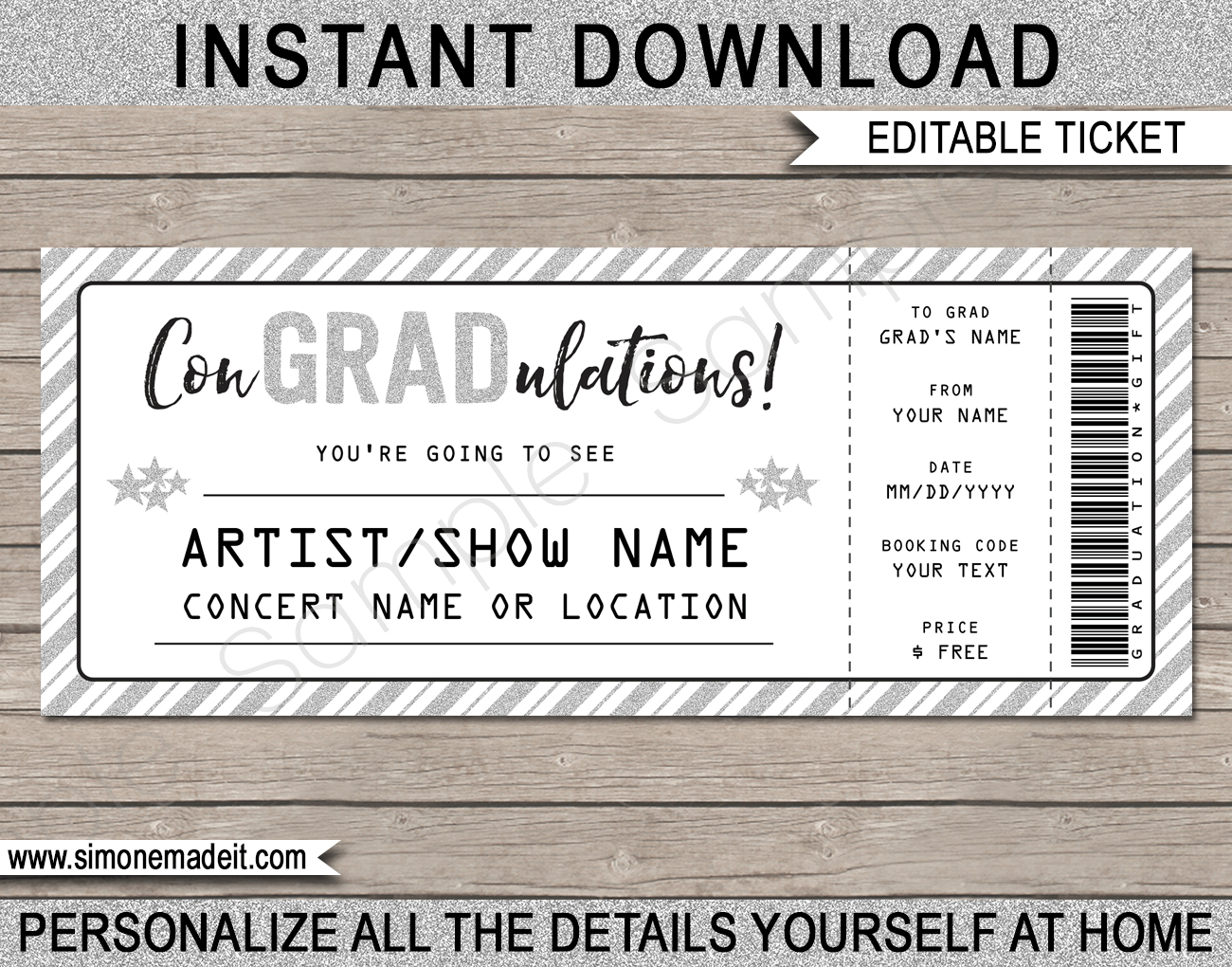 Graduation Concert Ticket Template Within Graduation Gift Certificate Template Free