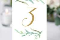 Greenery Wedding Table Numbers Template, Printable Reception intended for Table Number Cards Template