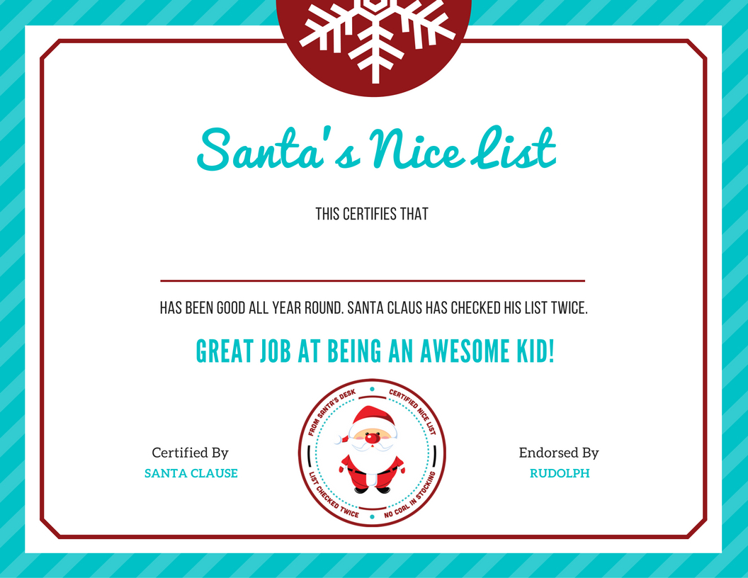 Growing Up Gabel On Twitter: "free Letter To Santa Template With Good Job Certificate Template