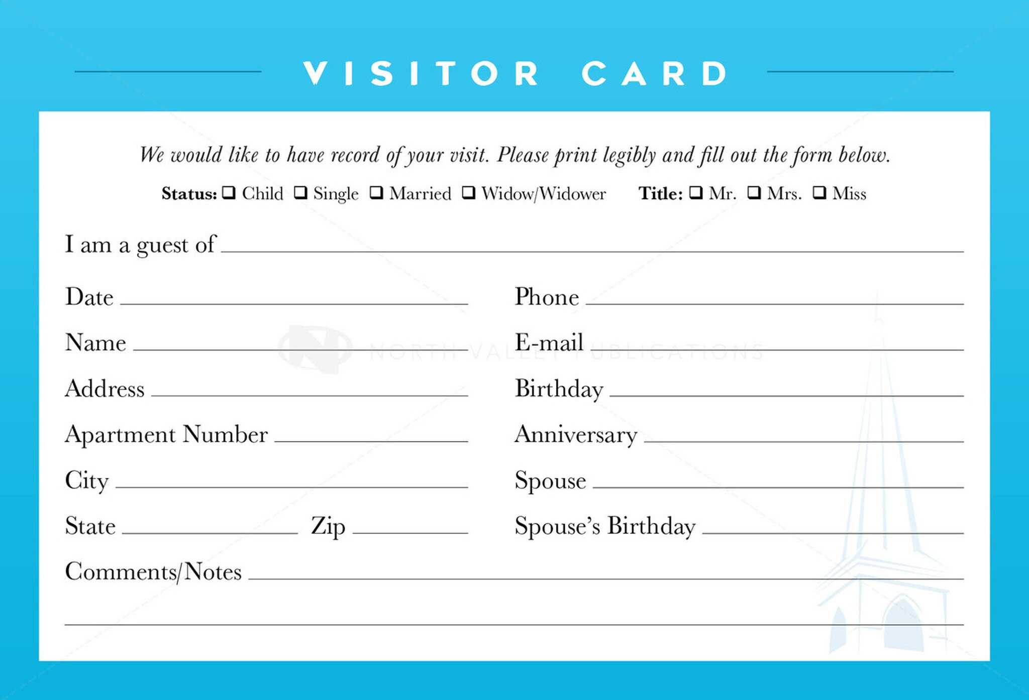 Guest Card Template – Calep.midnightpig.co Throughout Church Visitor Card Template