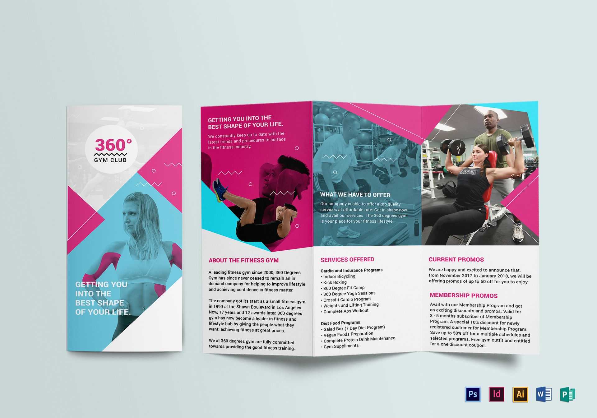 Gym Tri Fold Brochure Template In Membership Brochure Template