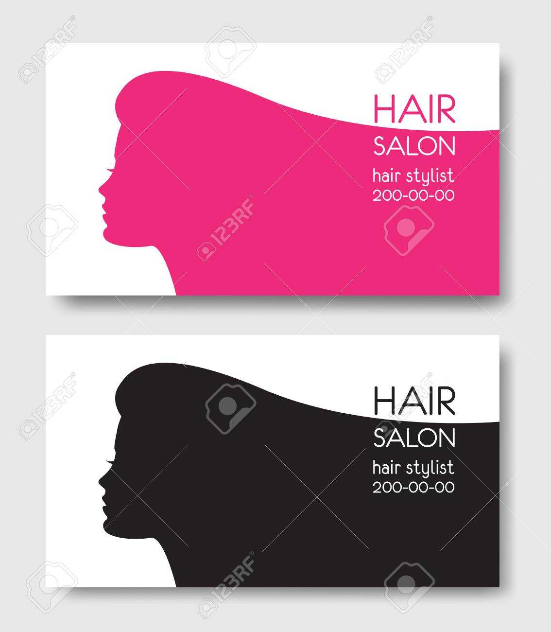 Hair Salon Business Card Templates With Beautiful Woman Face Sil Within Hair Salon Business Card Template