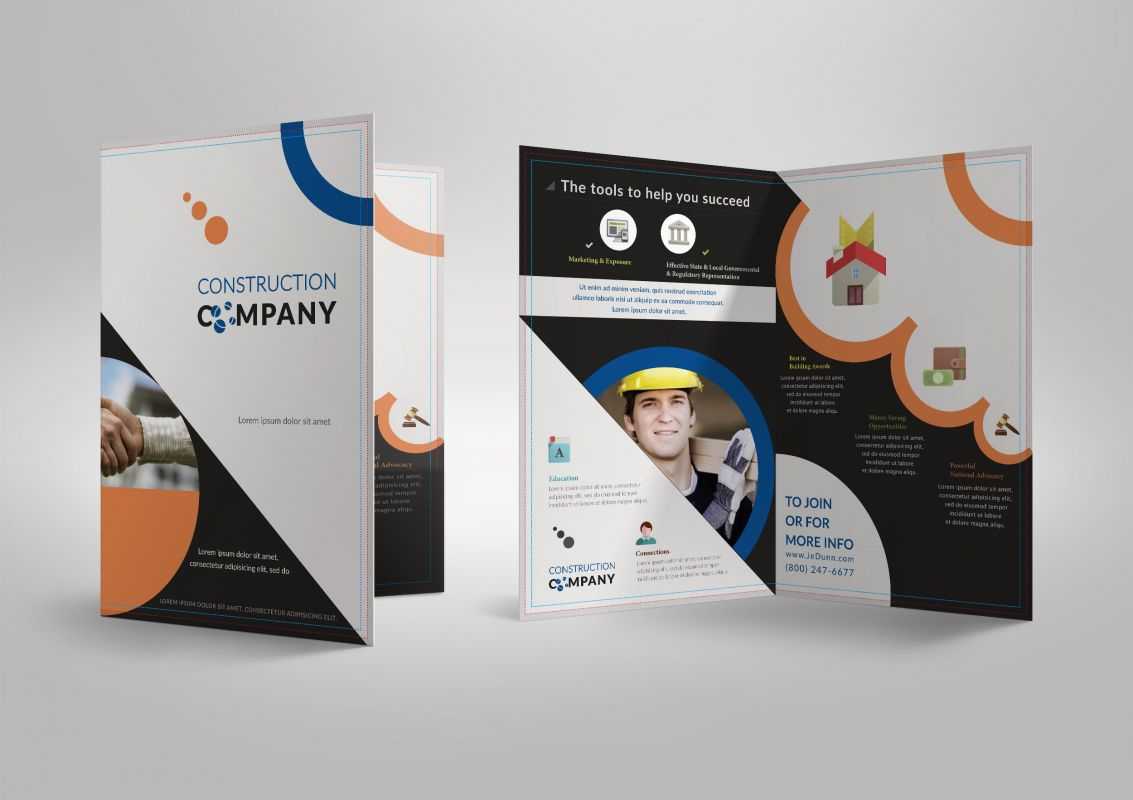 Half Fold Brochure Template For Construction Company With Regard To Half Page Brochure Template