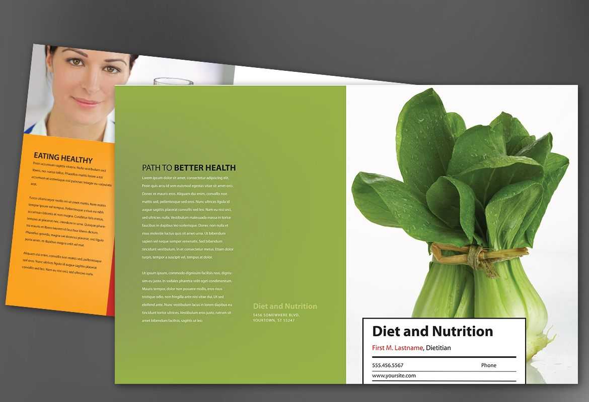 Half Fold Brochure Template For Health And Nutrition. Order Regarding Nutrition Brochure Template