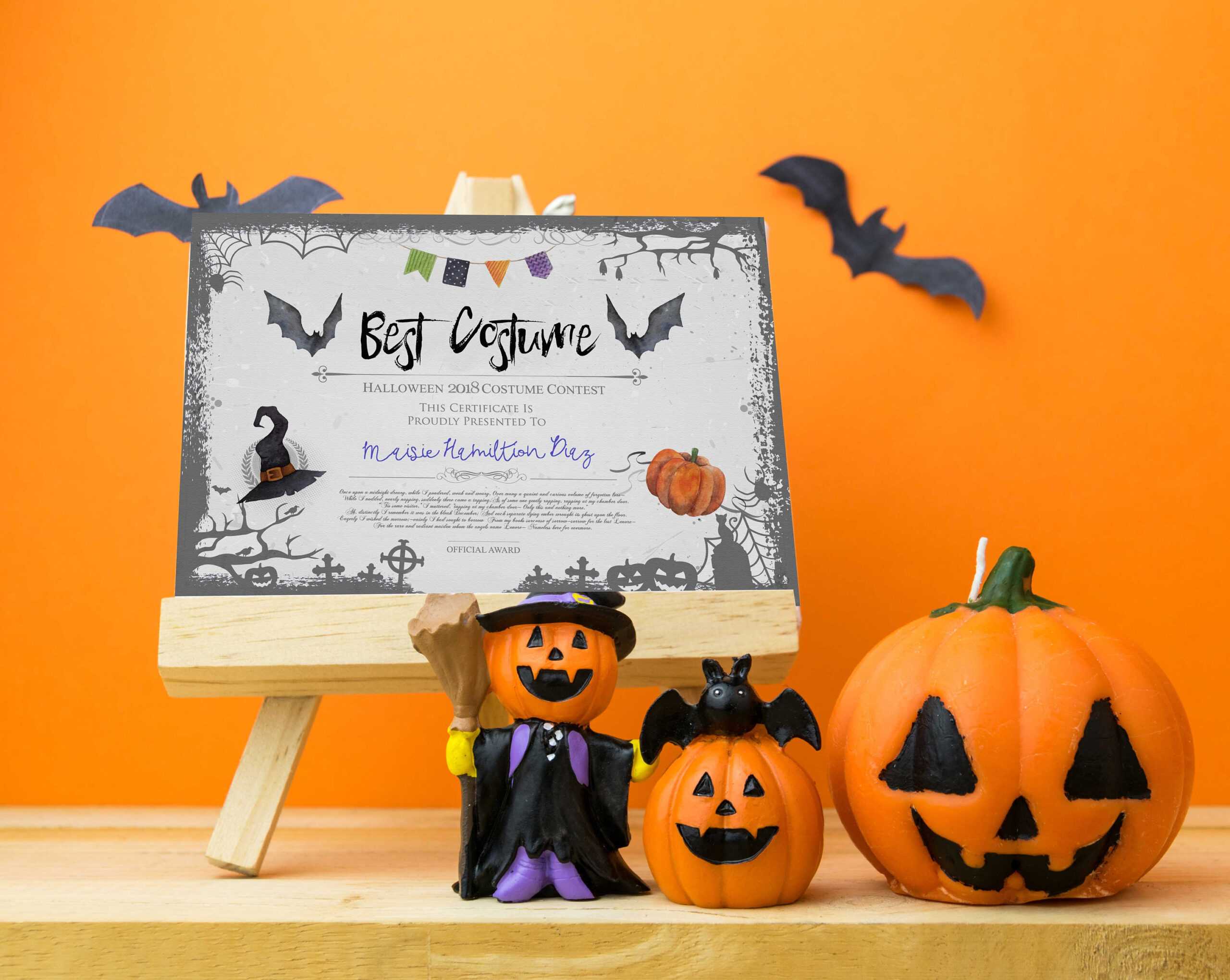 Halloween Party, Best Costume Contest, Printable Certificate, Cosplay,  Fancy Dress Competition, Instant Download, Award Template, Vote Card Pertaining To Halloween Costume Certificate Template
