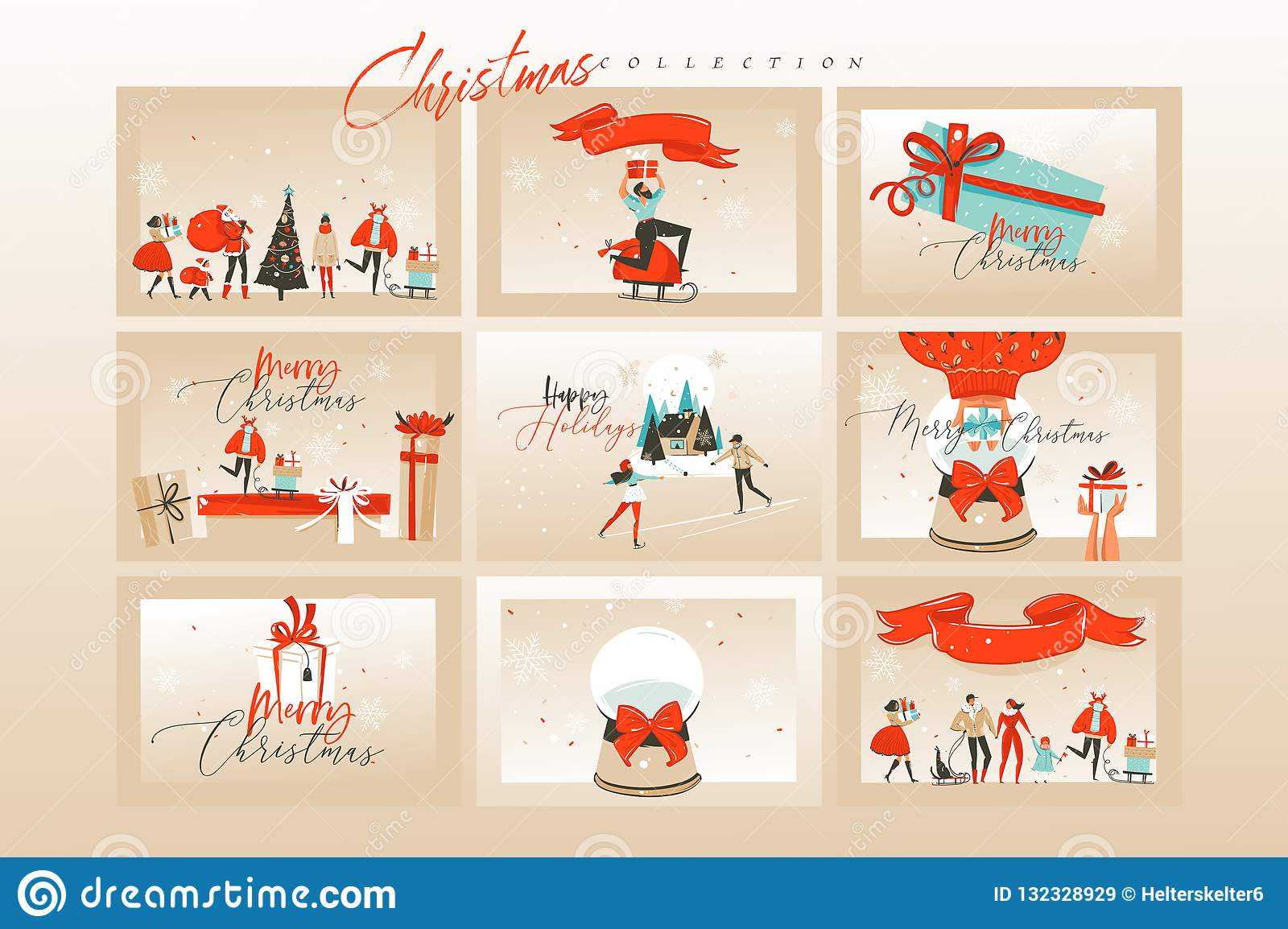 Hand Drawn Vector Abstract Fun Merry Christmas Time Cartoon With Regard To Death Anniversary Cards Templates
